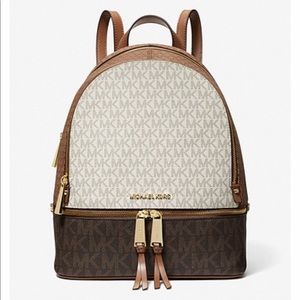 MK RHEA Medium Color-Block Logo Backpack